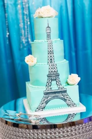 Eiffel Tower Themed Wedding Cake