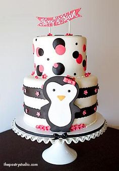 Girl Penguin Birthday Cake