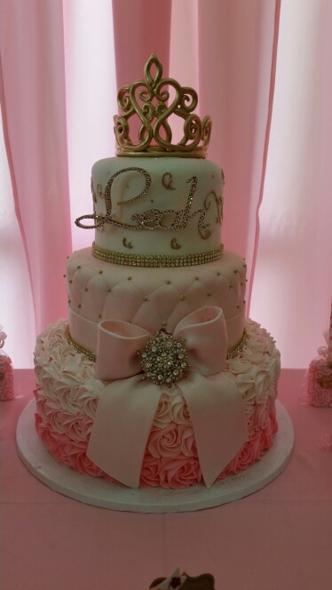 Gold and Pink Princess Baby Shower Cakes Gold and Pink Princess Baby Shower Cakes