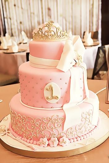 Gold and Pink Princess Birthday Cake Gold and Pink Princess Birthday Cake