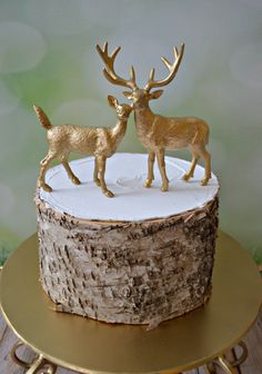 Gold Deer Wedding Cake Topper