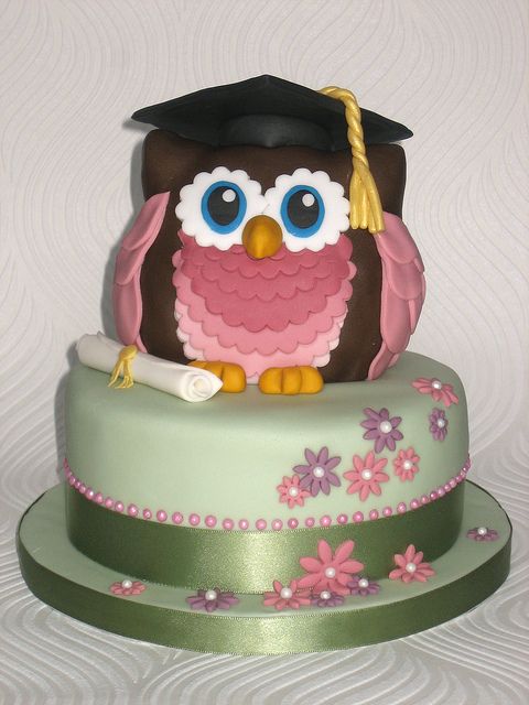 Graduation Cake with Owls