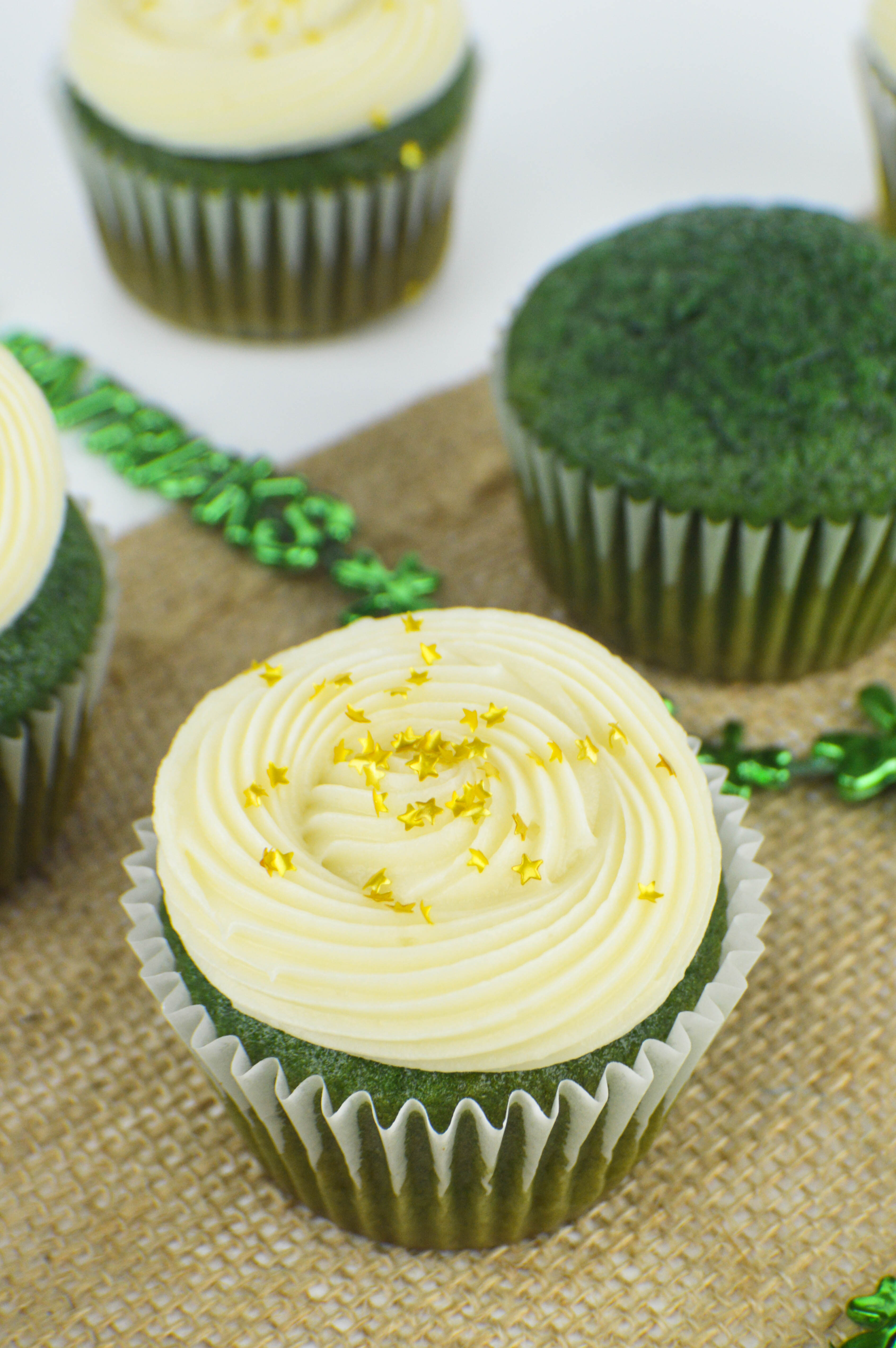 Green Cupcakes with Frosting