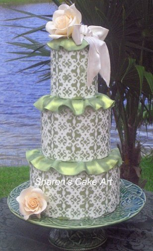 Green Victorian Wedding Cake