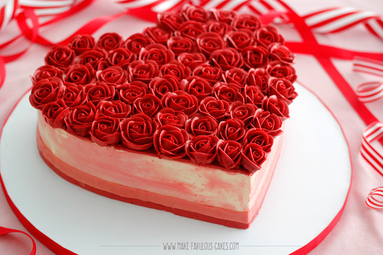 Heart Shaped Cake with Roses Heart Shaped Cake with Roses
