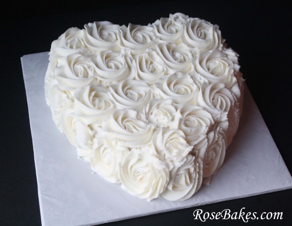 Heart Shaped Wedding Cake with Roses Heart Shaped Wedding Cake with Roses