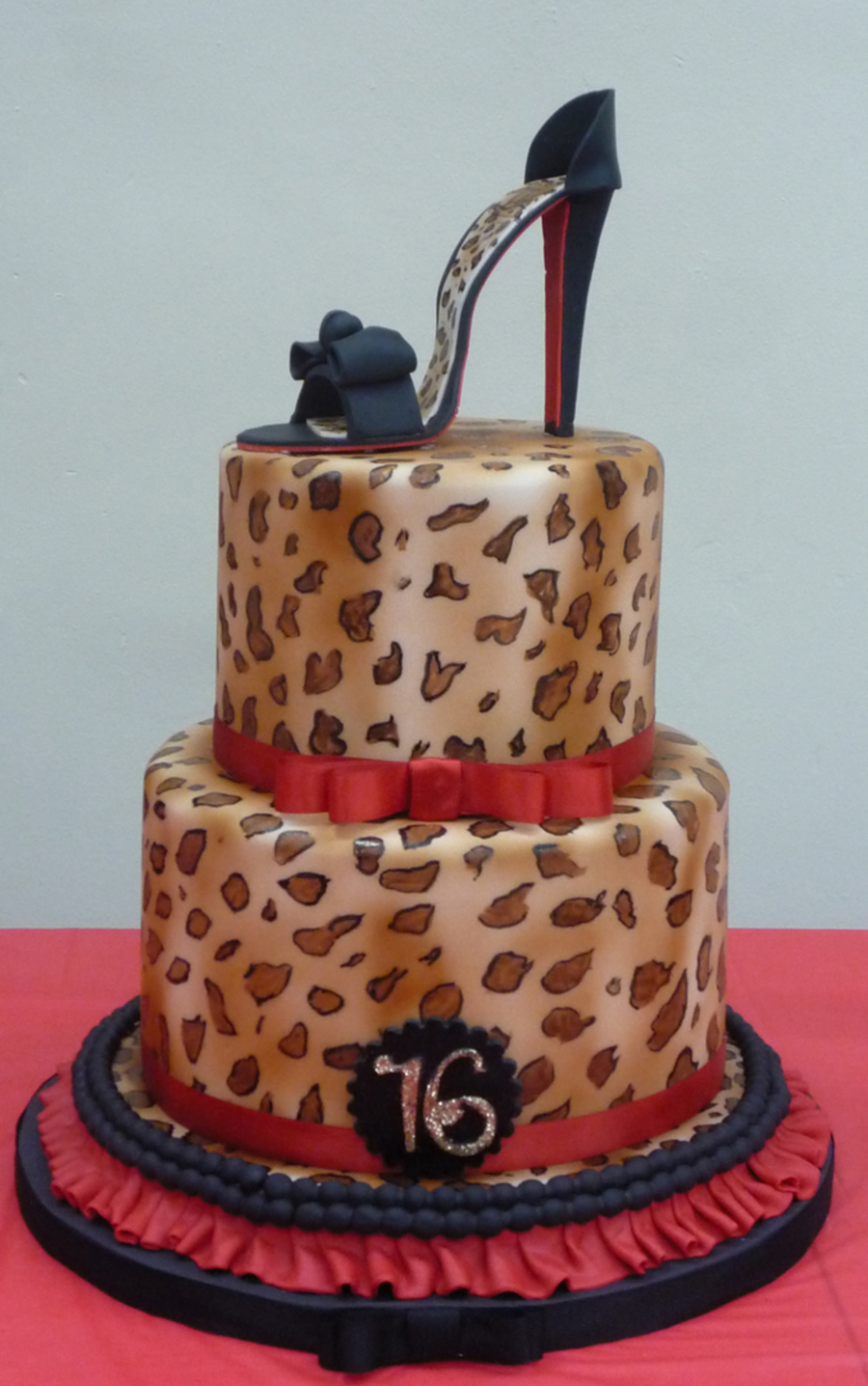 High Heel with Leopard Print Cake