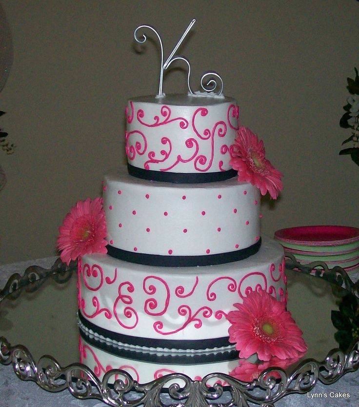 Hot Pink and Black Wedding Cake