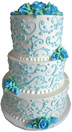 Light Blue and White Buttercream Wedding Cake