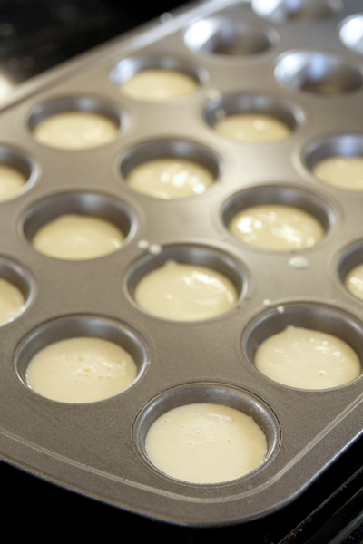 Pancake Batter in Muffin Tin