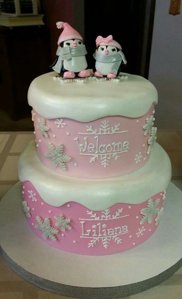 Penguin Baby Shower Cake