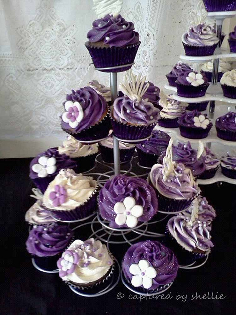 Photos of Purple Cupcake Wedding Cakes