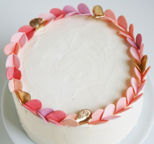 Pink and Gold Heart Cake