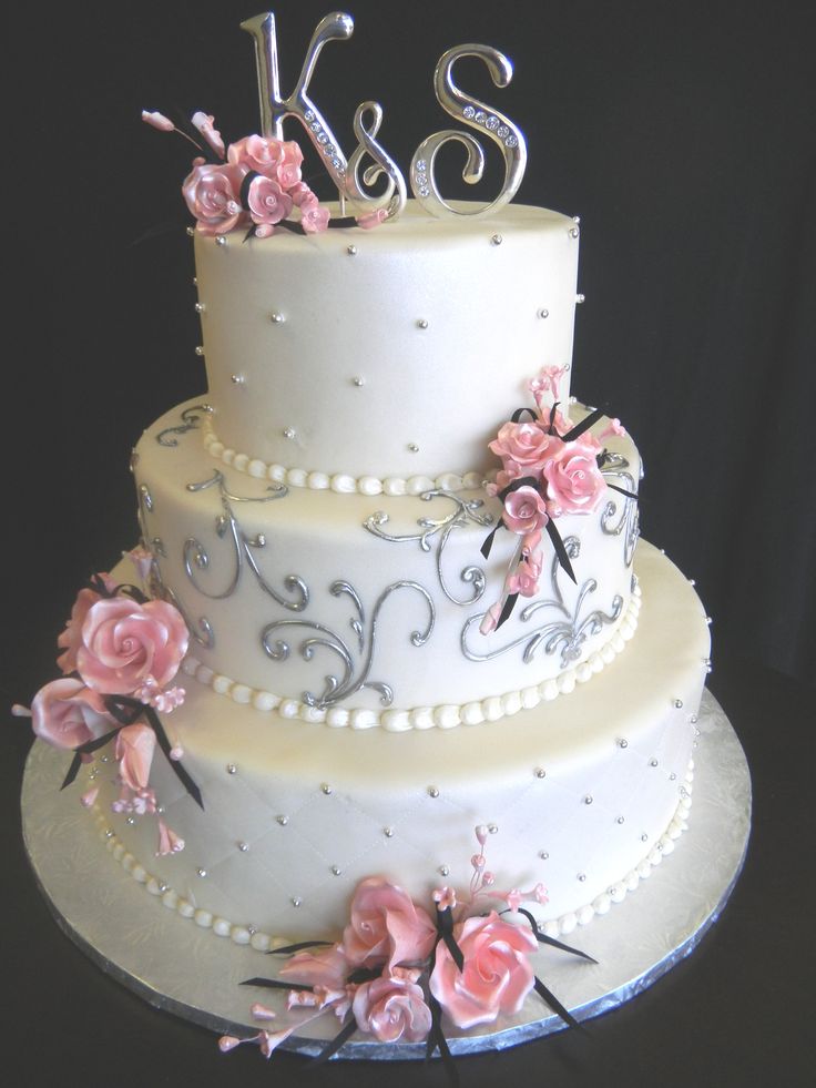 Pink and Silver Wedding Cake Pink and Silver Wedding Cake