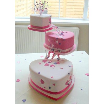 Pink and White Heart Shaped Cake Pink and White Heart Shaped Cake