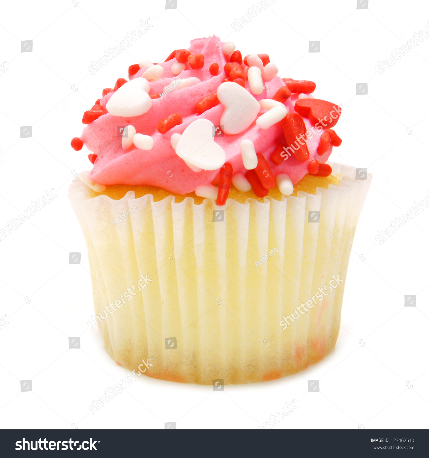 Pink White Cupcake with Sprinkles