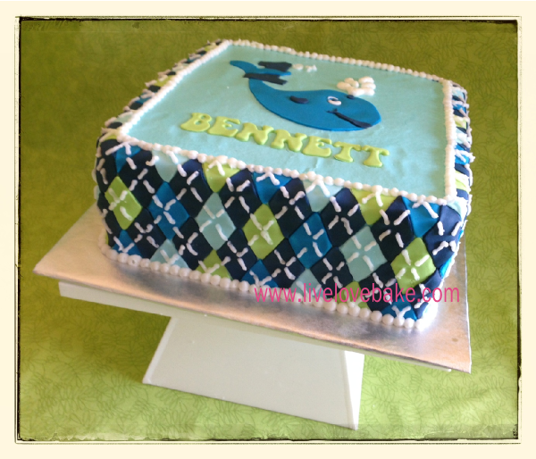 Preppy Whale 1st Birthday Cake