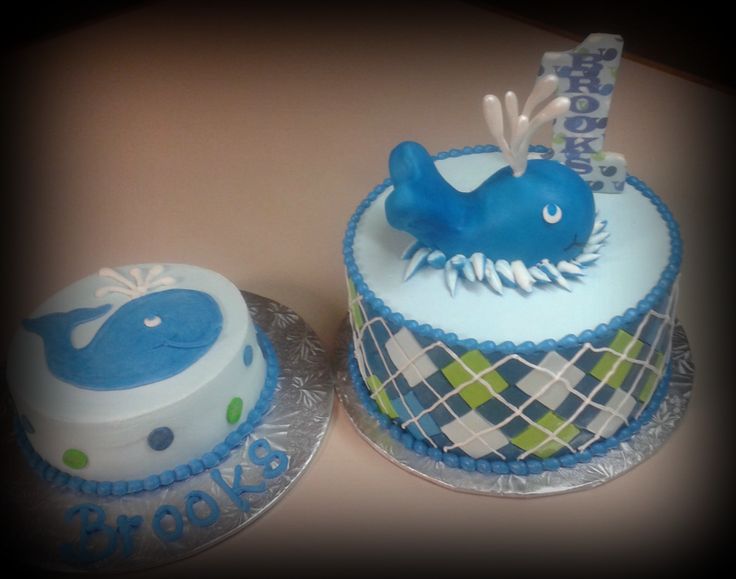 Preppy Whale Baby Shower Cake