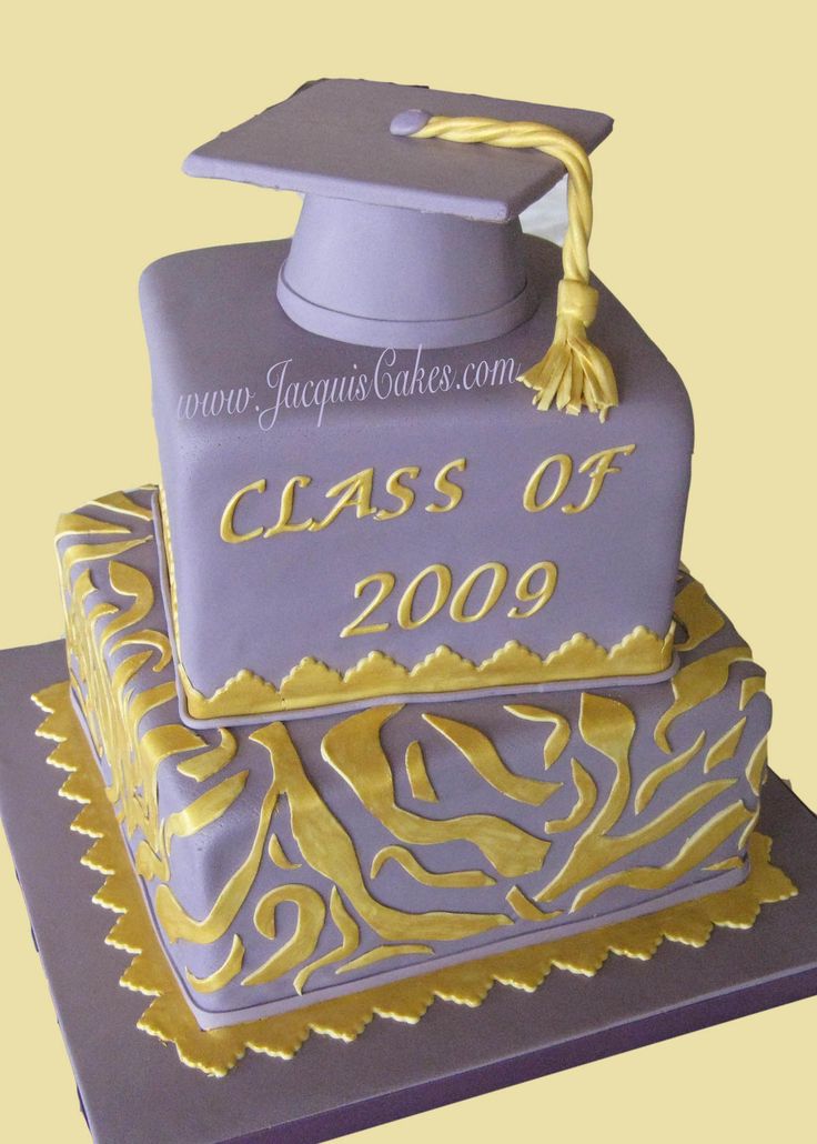 Purple and Gold Graduation Cake