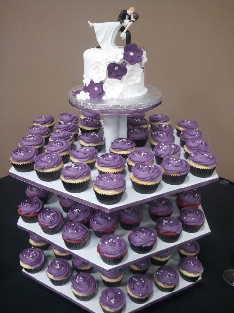 Purple Cupcake Wedding Cakes