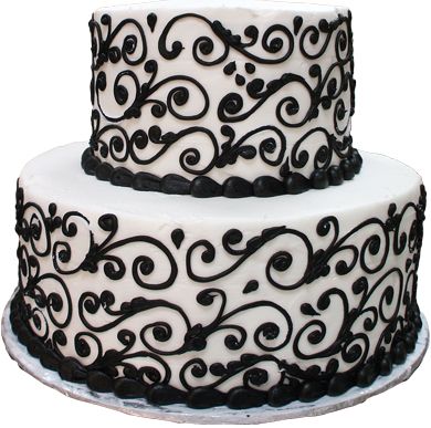 Scroll 2 Tier Buttercream Wedding Cakes