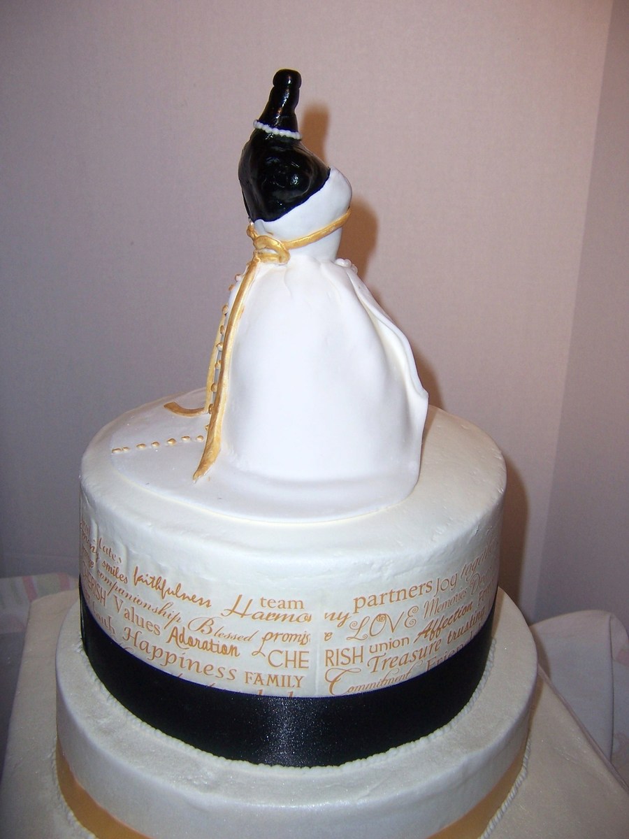 White and Gold Bridal Shower Cake