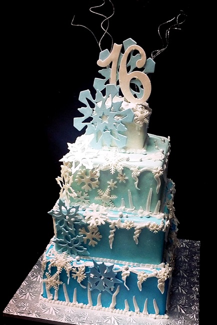 Winter Wonderland Sweet 16 Birthday Cake