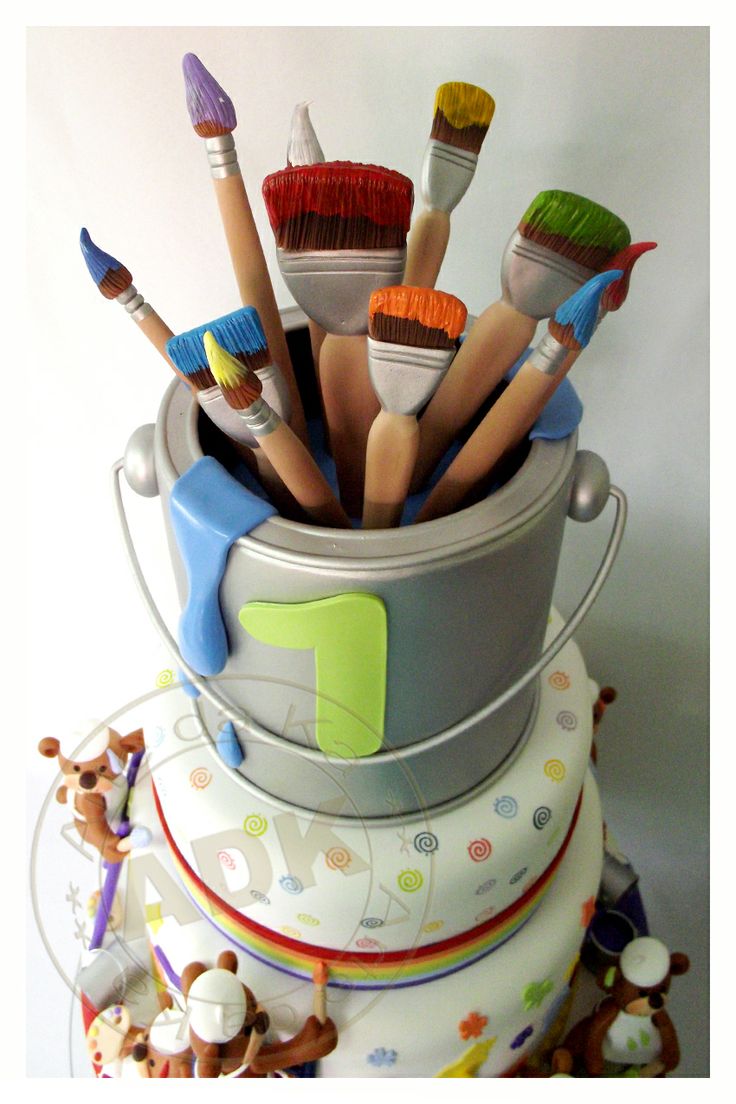 Art Paint Themed Birthday Cake