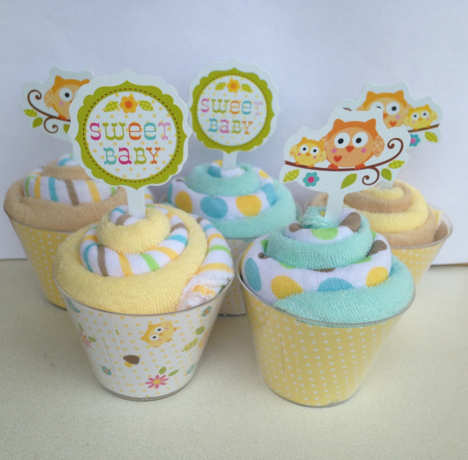 Baby Shower Washcloth Cupcakes