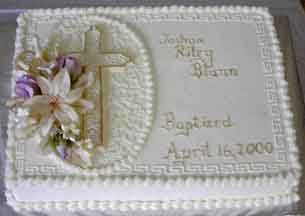 Baptism Sheet Cake with Cross