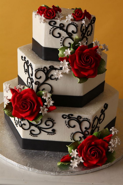 Black and White Fondant Wedding Cake Black and White Fondant Wedding Cake