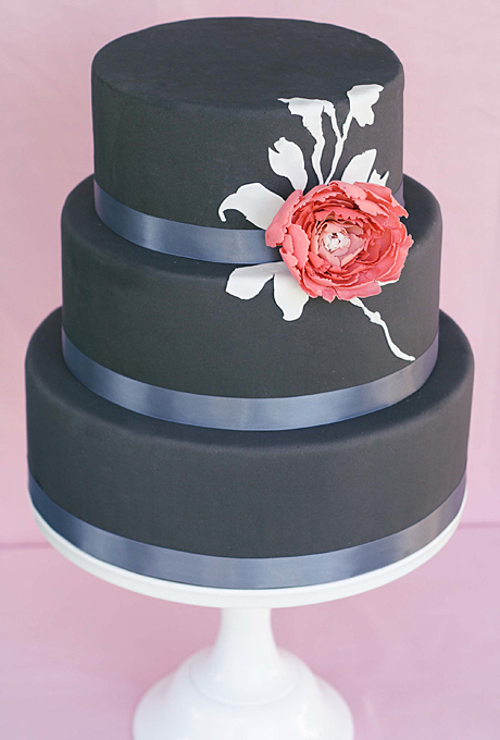 Black Fondant Wedding Cake