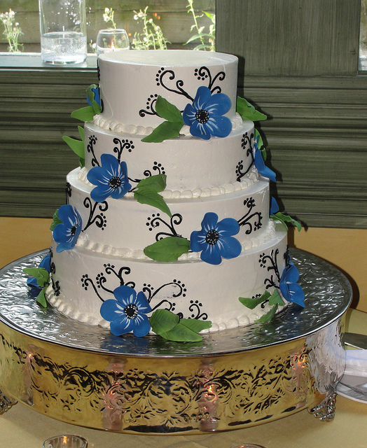 Black White and Blue Wedding Cake