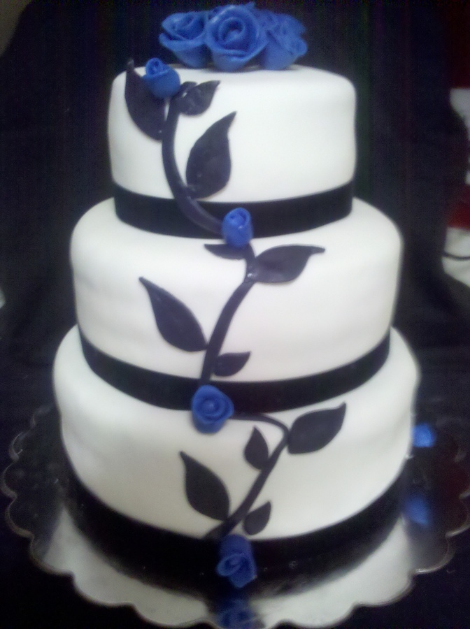 Black White and Blue Wedding Cake