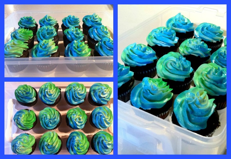 Blue and Green Baby Boy Shower Cupcakes