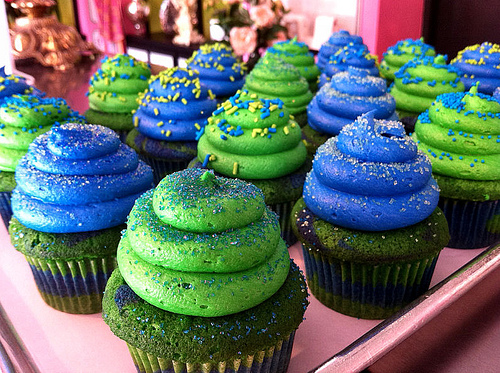 Blue and Green Cupcakes