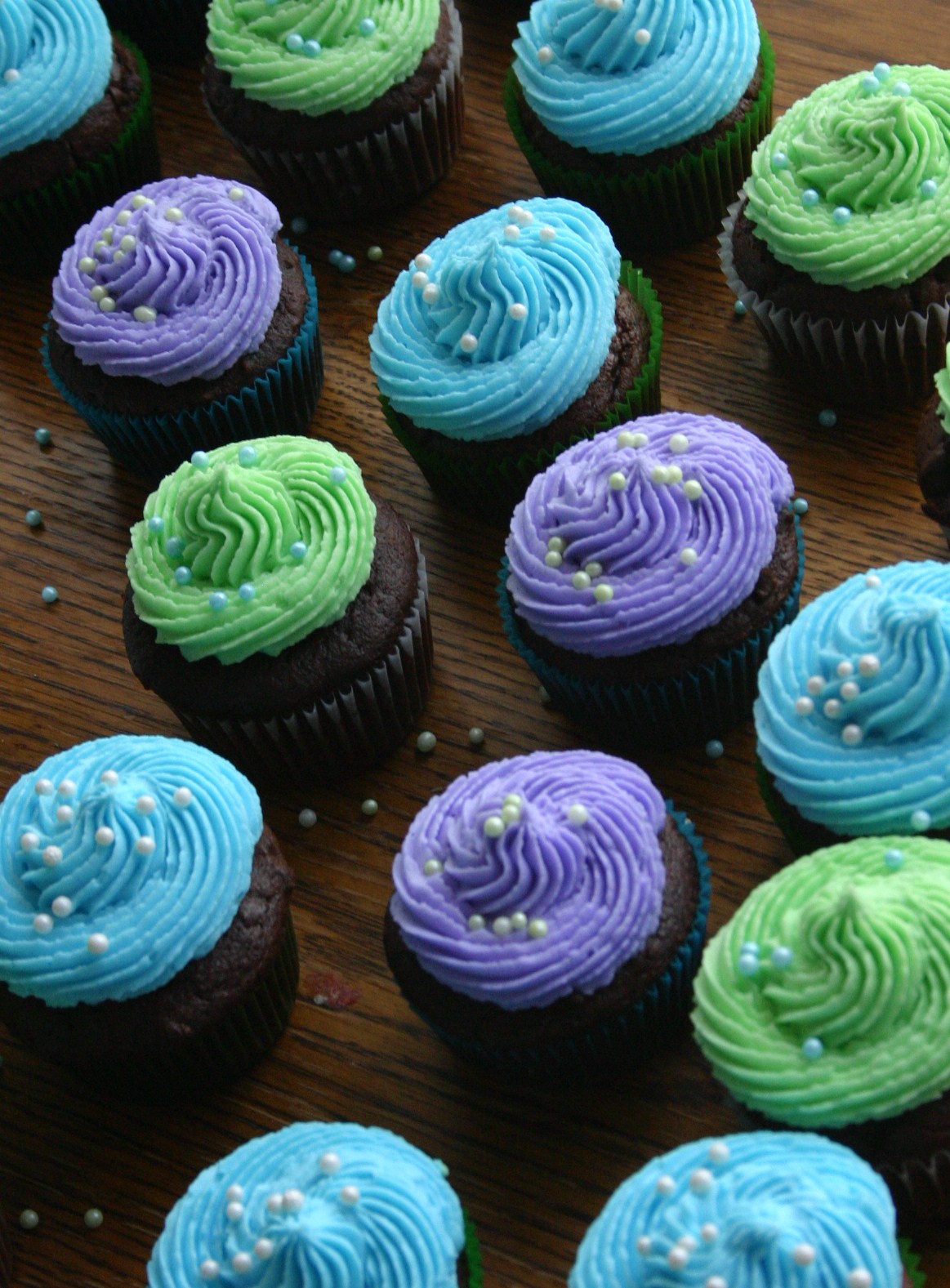 Blue Green and Purple Cupcakes Blue Green and Purple Cupcakes
