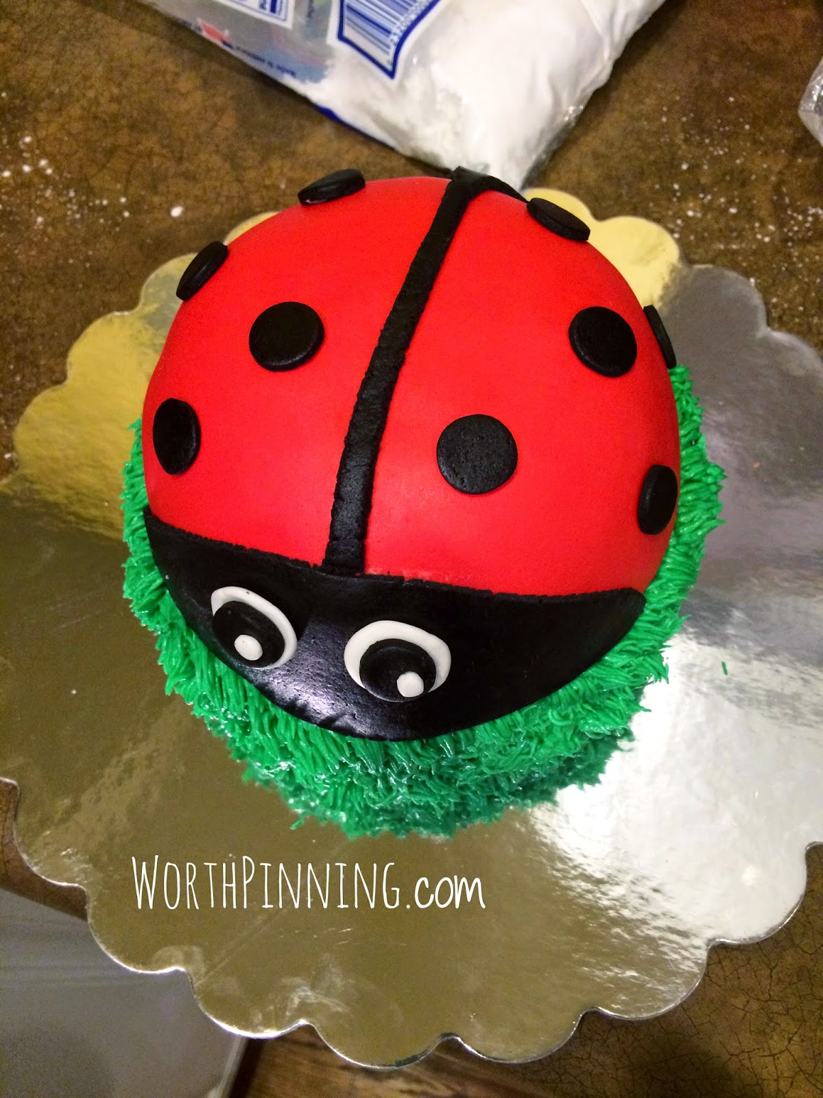 Cake with Fondant Ladybugs