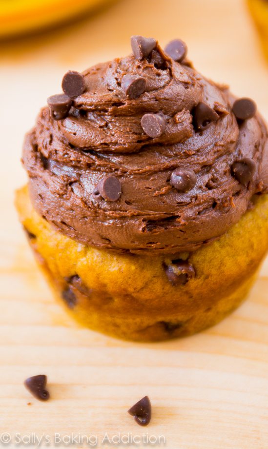 Chocolate Chip Pumpkin Cupcakes with Frosting