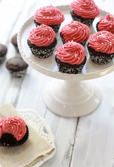 Chocolate Cupcakes with Raspberry Buttercream