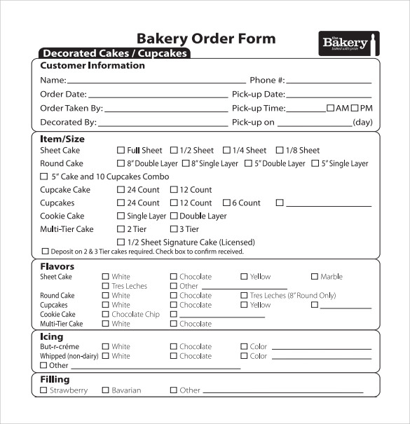 Costco Cake Order Form Template