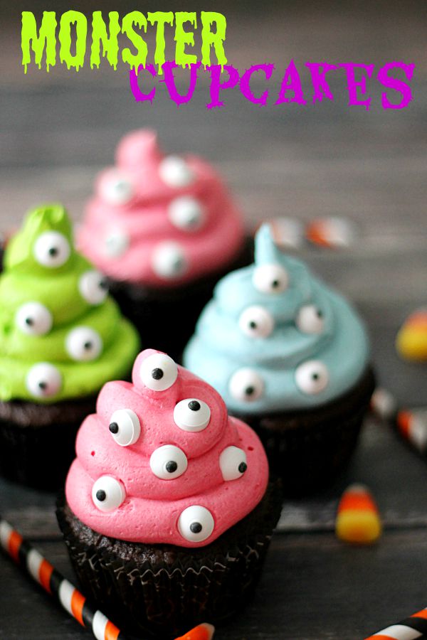 Easy Monster Cupcakes for Halloween
