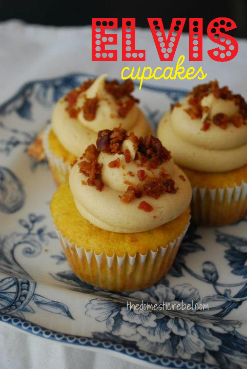 Elvis Bacon Peanut Butter Banana Cupcakes