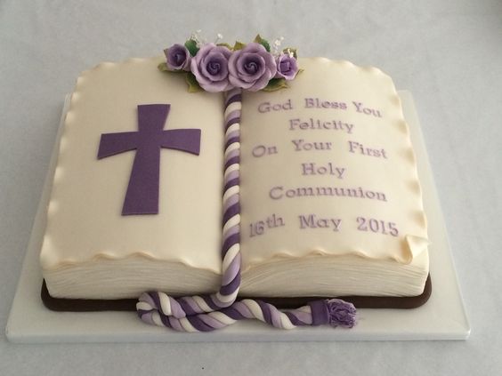 First Communion Bible Cake Open
