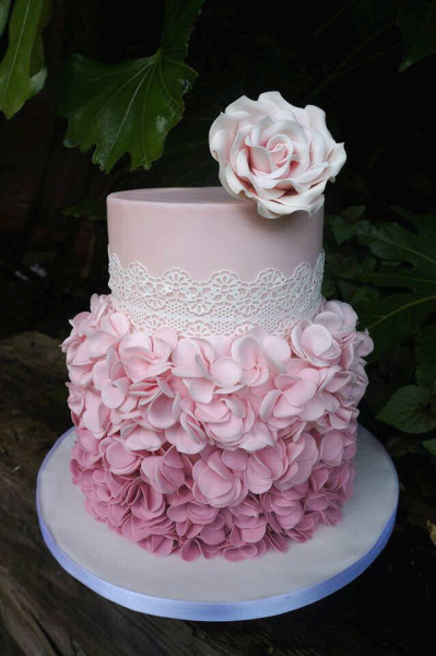 Fondant Petal Ruffle Wedding Cake