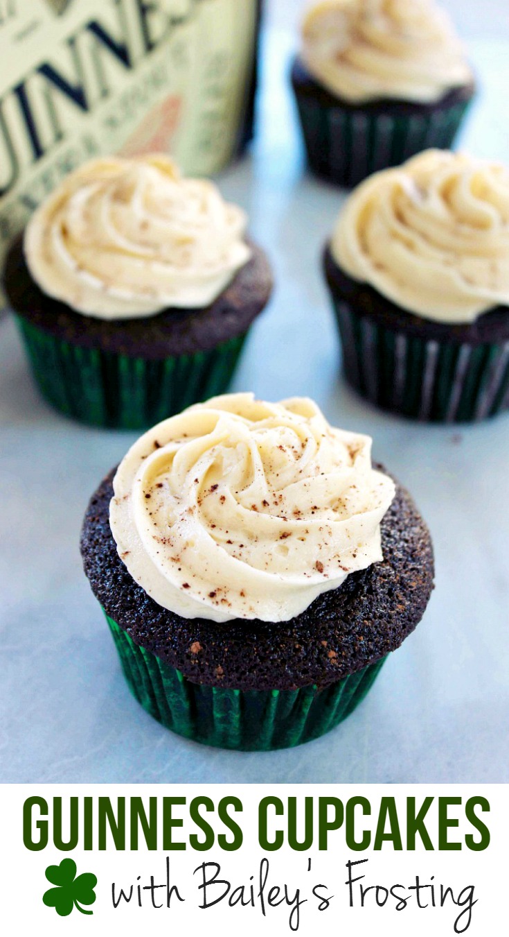 Guinness Cupcakes with Bailey's Frosting