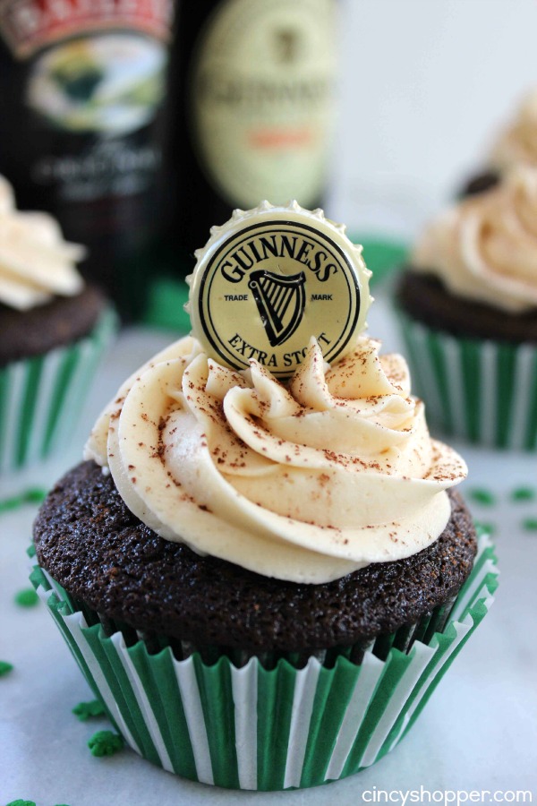 Guinness Cupcakes with Bailey's Frosting