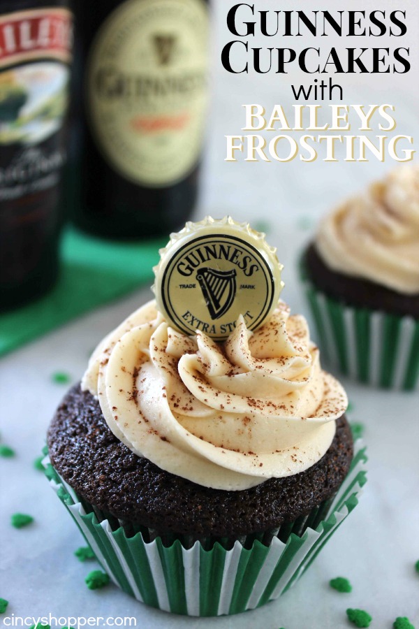 Guinness Cupcakes with Bailey's Frosting