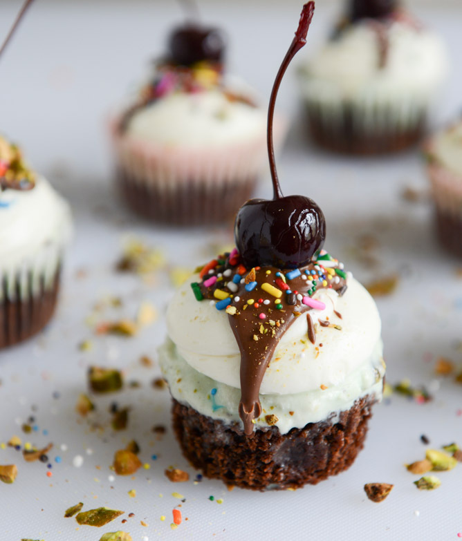 Hot Fudge Ice Cream Cupcakes