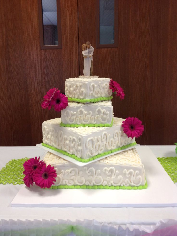 Hot Pink and Lime Green Wedding Cake